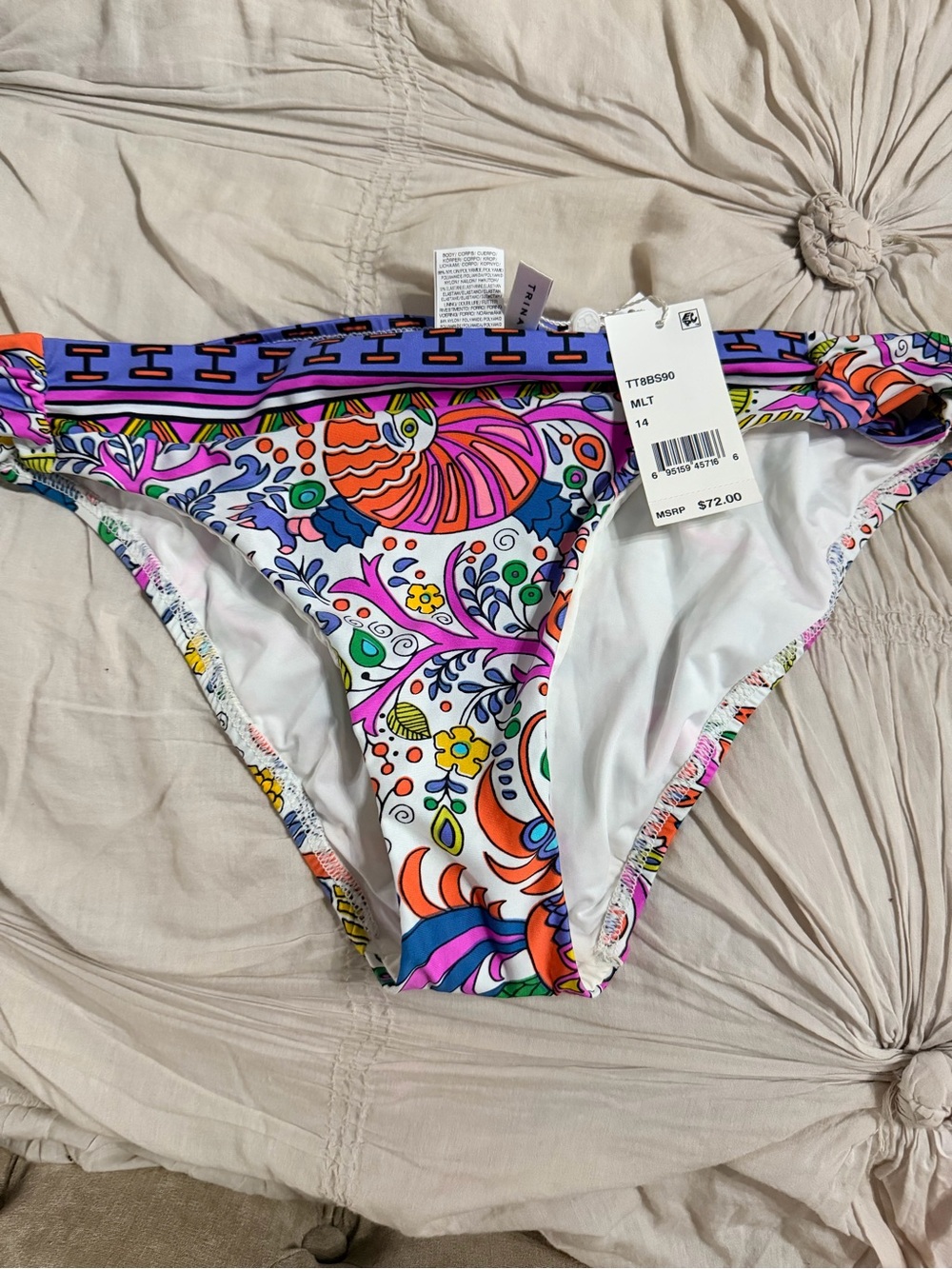 Trina Turk Multicolor Paisley Bikini Bottom - Purple, Orange, Pink, Blue, Green